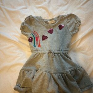 Peek Gray Dress with Heart and Rainbow Accents